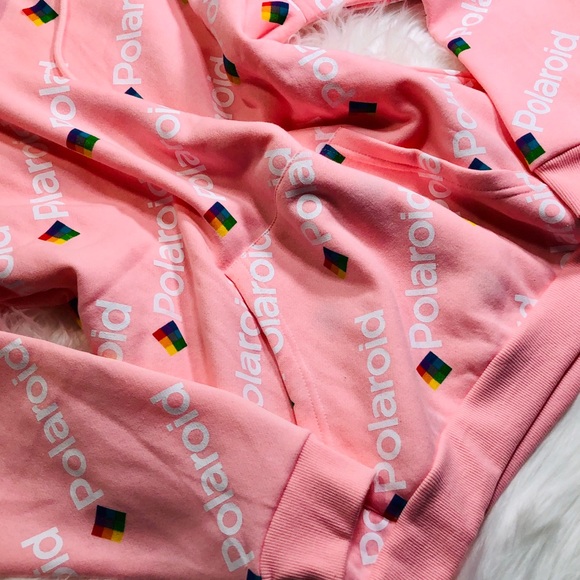 🌈NWT!!! Polaroid Repeat Logo Hoodie Sweatshirt - Picture 3 of 4